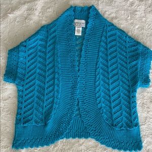 Bethany Blue Crochet Shrug Cardigan Sweater